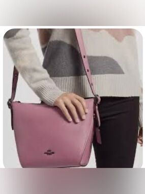 Coach Pebbled Leather Dufflette Shoulder Bag in Mauve Pink